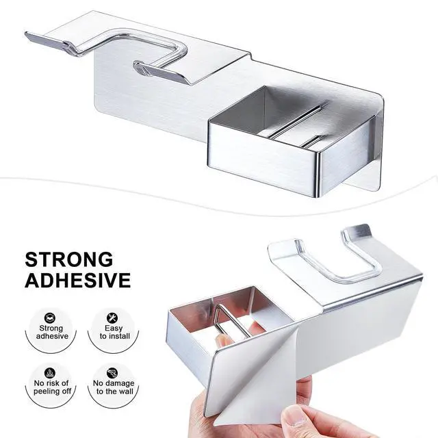 Alt view image 6 of 7 - Blow Dryer Holder Wall Mounted, Hair Dryer and Straightener Holder, Hairdryer Holder for Bathroom, Curling Iron Holder, Salon Hair Tools Organizer Storage, Silver