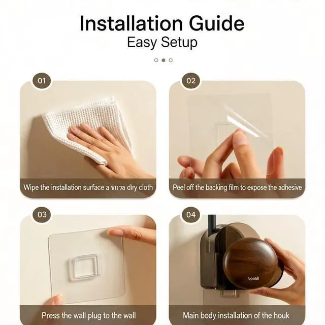 Alt view image 6 of 7 - Hair Dryer Holder Wall Mounted, No Drill Installation for Damage-Free Walls