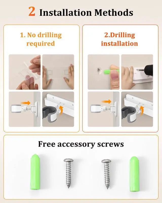 Alt view image 6 of 7 - Sliding Hair Dryer Holder Stand Wall Mounted, Angle-Adjustable Blow Dryer Stand with Adhesive & Screw Mounting, Hair Dryer Stand Hands Free for Vanity, Bathroom, Salon (Sliding Type)