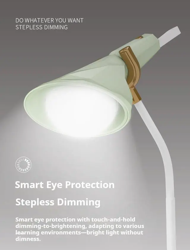 Alt view image 3 of 7 - Portable Desk Lamp with Detachable Flashlight, 3 Color Temperature Modes, 1200mAh Battery, Stepless Dimming Brightness Memory - Ideal for Home Office Use (Green)