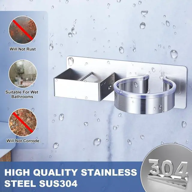 Alt view image 4 of 7 - Hair Straightener Holder Wall, Blow Dryer Holder Wall Mounted Hairdryer Holder for Bathroom, Hair Tools Organizer & Storage Curling Iron Holder, Salon Hair Dryer Holder (Silver)