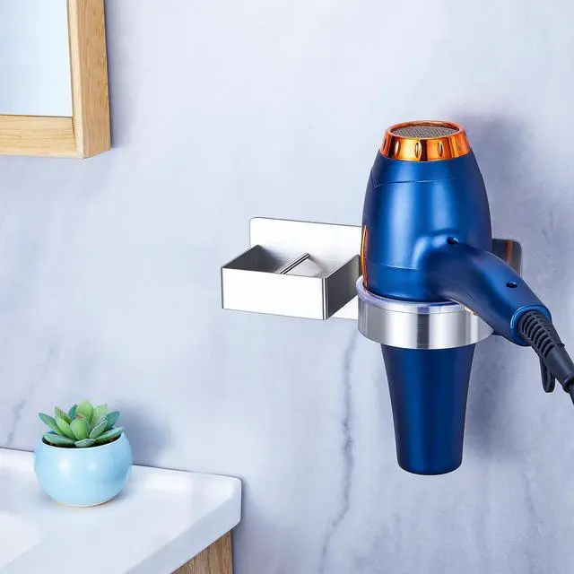 Alt view image 5 of 7 - Hair Straightener Holder Wall, Blow Dryer Holder Wall Mounted Hairdryer Holder for Bathroom, Hair Tools Organizer & Storage Curling Iron Holder, Salon Hair Dryer Holder (Silver)