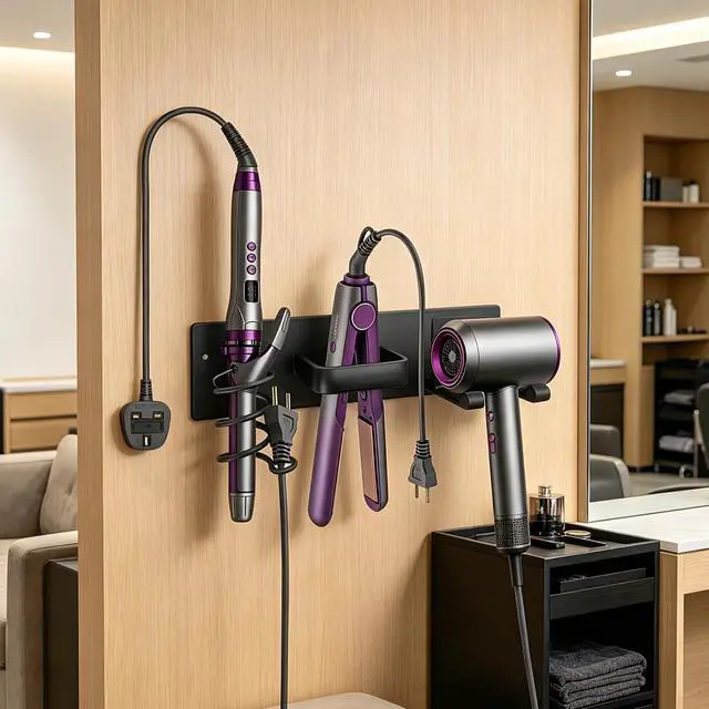 Alt view image 6 of 7 - Hair Dryer Holder Wall Mount, Easy Assemble Hair Tool Organizer