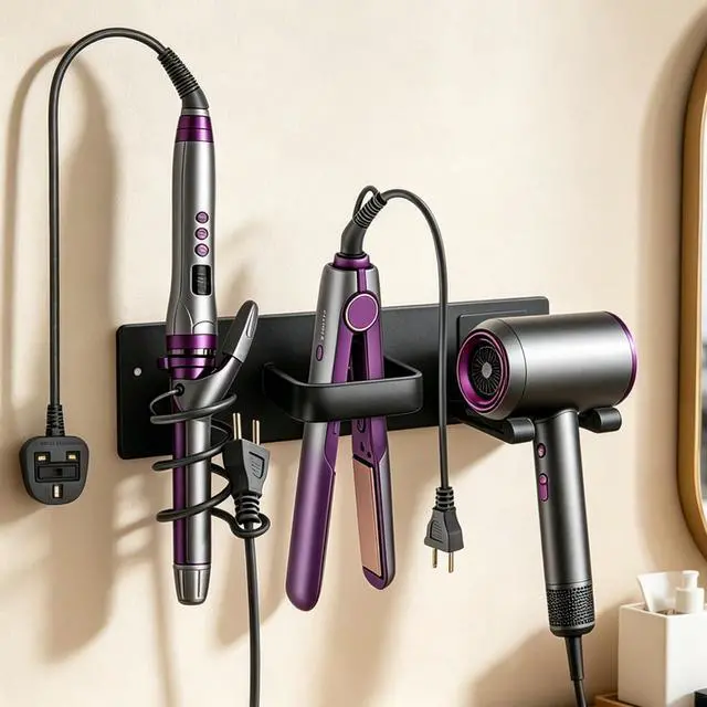 Alt view image 7 of 7 - Hair Dryer Holder Wall Mount, Easy Assemble Hair Tool Organizer