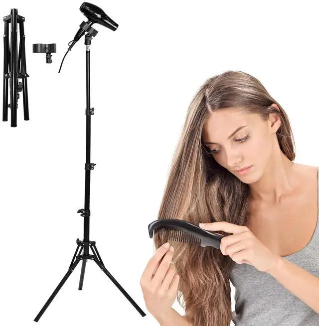 Main image of Adjustable Hands-Free Hair Dryer Stand Holder-64.4 inches,360 Degree Rotation,Blow Dryer Holder Countertop With Non-Slip Tripod and Universal Clip