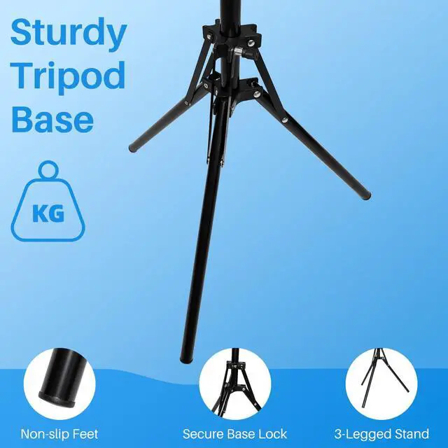 Alt view image 7 of 7 - Adjustable Hands-Free Hair Dryer Stand Holder-64.4 inches,360 Degree Rotation,Blow Dryer Holder Countertop With Non-Slip Tripod and Universal Clip