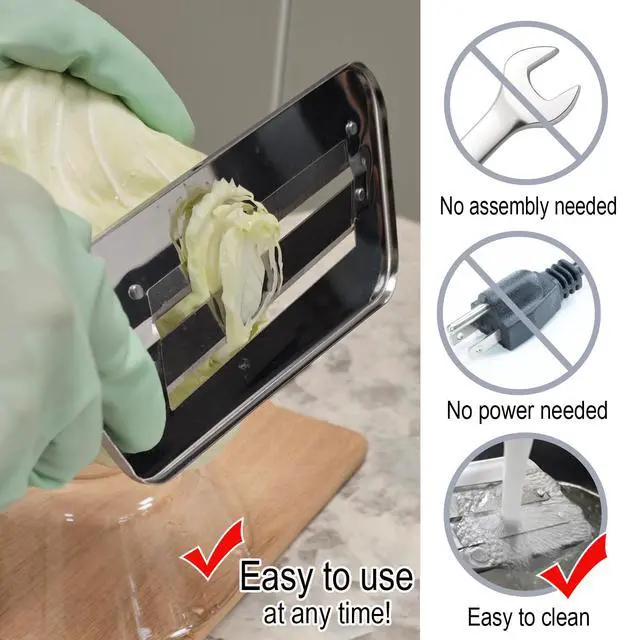 Alt view image 6 of 6 - 2 Pack Stainless Steel Cabbage Shredder for Coleslaw Professional Cabbage Chopper Slicer Knife with Dual Blades, Sauerkraut Cutter, Vegetable Grater for Kitchen Prep Cabbages Slicer - Black/Red