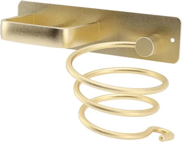 Alt view image 7 of 7 - Hair Dryer Holder Hairdryer Station Wall Mounted Shelf Bracket Straightener Stand Hanger Organizer Blow Storage w/Cable Tidy Rack for Dressing Table Bathroom Aluminum Professional, Gold Brass