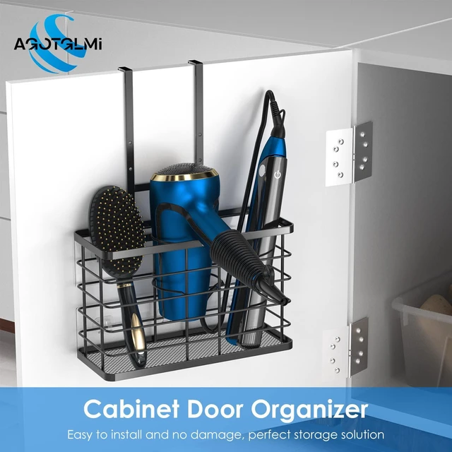Alt view image 2 of 7 - Hair Tool Organizer, Dryer Holder, 3 in 1 Blow Bathroom Organizer Wall Mounted/Cabinet Door for Flat Iron, Curling Straightener, Care & Styling Tools Storage Basket