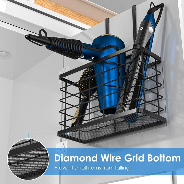 Alt view image 4 of 7 - Hair Tool Organizer, Dryer Holder, 3 in 1 Blow Bathroom Organizer Wall Mounted/Cabinet Door for Flat Iron, Curling Straightener, Care & Styling Tools Storage Basket
