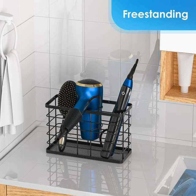 Alt view image 6 of 7 - Hair Tool Organizer, Dryer Holder, 3 in 1 Blow Bathroom Organizer Wall Mounted/Cabinet Door for Flat Iron, Curling Straightener, Care & Styling Tools Storage Basket