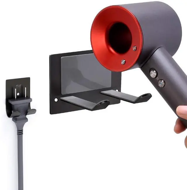 Main image of Blow Dryer Holder Wall Mounted Fit for Hair Dryers Black and Gray