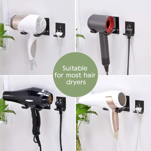 Alt view image 2 of 6 - Blow Dryer Holder Wall Mounted Fit for Hair Dryers Black and Gray