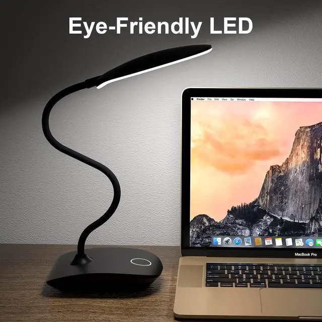 Alt view image 6 of 6 - Battery Operated Desk Lamp, LED Desk Light 3 Lighting Modes Stepless Dimming, Table Lamp 5W Touch Control Eye Caring, Flexible Gooseneck, Portable Reading Light for Dorm Study Office Bedroom