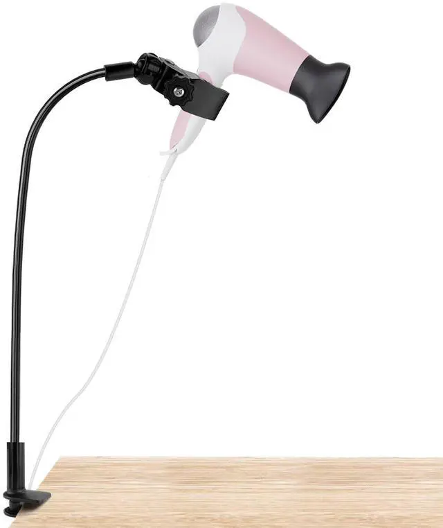 Main image of 360 Degree Rotating Lazy Hair Dryer Stand, Adjustable Hose Hands Free Stand with Clips for Countertop (Black)