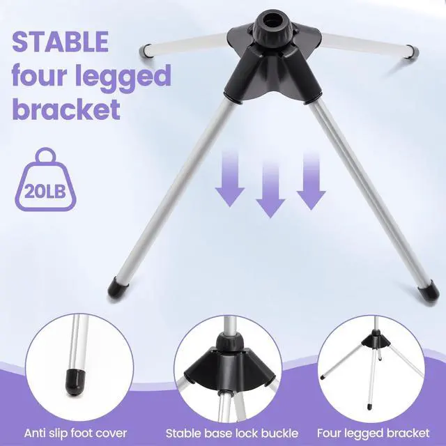 Alt view image 7 of 7 - Adjustable Hair Dryer Stand, 29-59 Inch Hair Dryer Holder with Tripod and Universal Clip, 360-Degree Rotating Blow Dryer Stand for Bathroom, Vanity, Makeup Roo, black