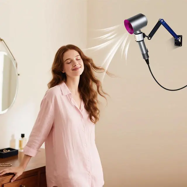 Main image of Hands Free Hair Dryer Holder Wall Mounted - Adjustable Angle Blow Dryer Holder Equipped with Universal Holder Allowing You to Dry Hair Hand Freely