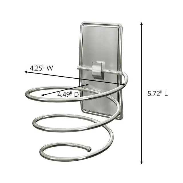 Alt view image 2 of 7 - Hair Dryer Holder, Satin Nickel, 1 Dryer Holder, 2 Water Resistant Strips, Damage-Free Bathroom Organization and Decor