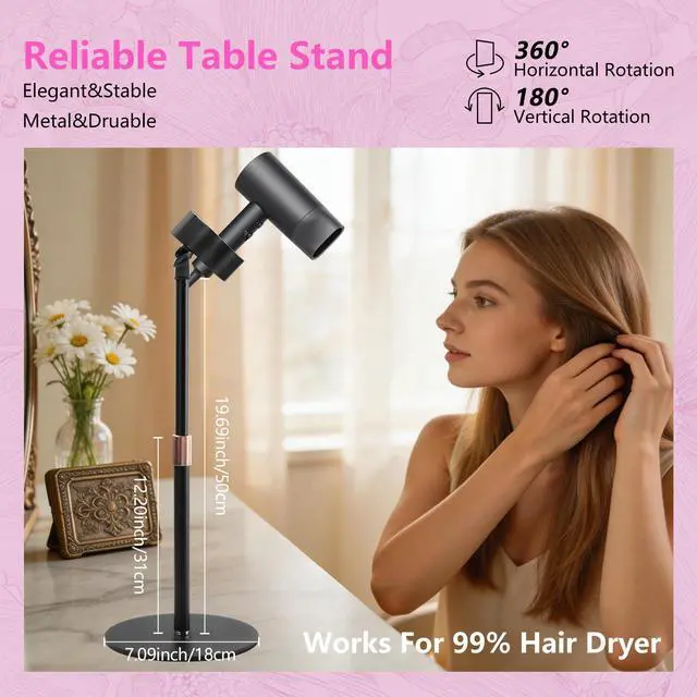 Alt view image 4 of 7 - Hair Dryer Stand Holder 360° Rotating Hands Free Blow Dryer Stand