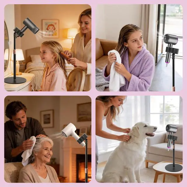 Alt view image 3 of 7 - Hair Dryer Stand Holder 360° Rotating Hands Free Blow Dryer Stand
