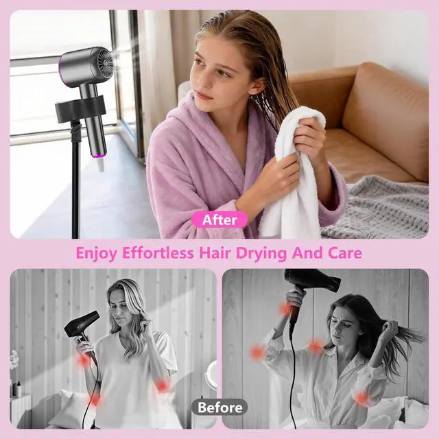 Alt view image 5 of 7 - Hair Dryer Stand Holder 360° Rotating Hands Free Blow Dryer Stand