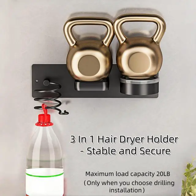 Alt view image 3 of 7 - Hair Dryer Holder Wall Mounted Blow Dryer Holder Curling Iron Holder Straightener Holder 3 in 1 Bathroom Metal Hair Tool Organizer RackWhite
