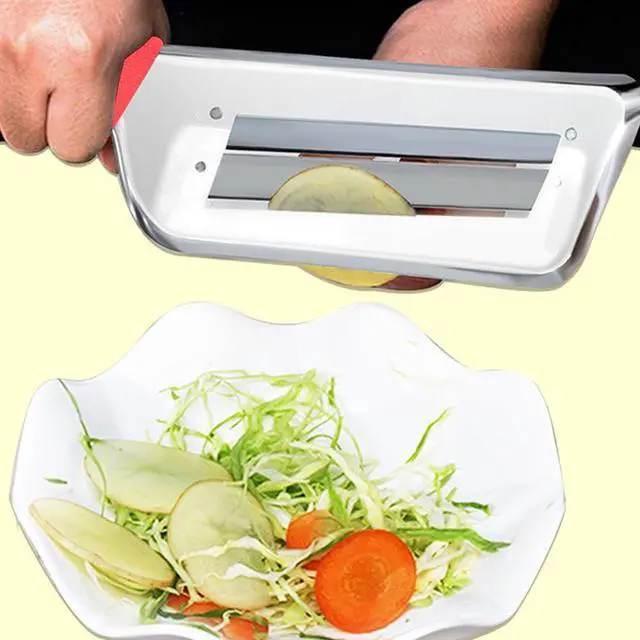Alt view image 4 of 7 - 2 PACK Cabbage Chopper Shredder Slicing Cutting Sauerkraut Cutter Grater, Two Sharp Stainless Steel Blades for Sauerkraut Coleslaw Mandoline Slicer with Silicone Finger Grips Peeler