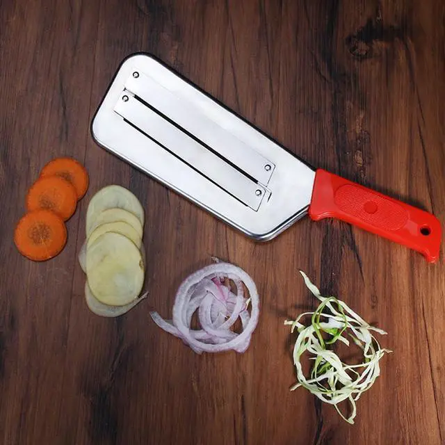Alt view image 7 of 7 - 2 PACK Cabbage Chopper Shredder Slicing Cutting Sauerkraut Cutter Grater, Two Sharp Stainless Steel Blades for Sauerkraut Coleslaw Mandoline Slicer with Silicone Finger Grips Peeler
