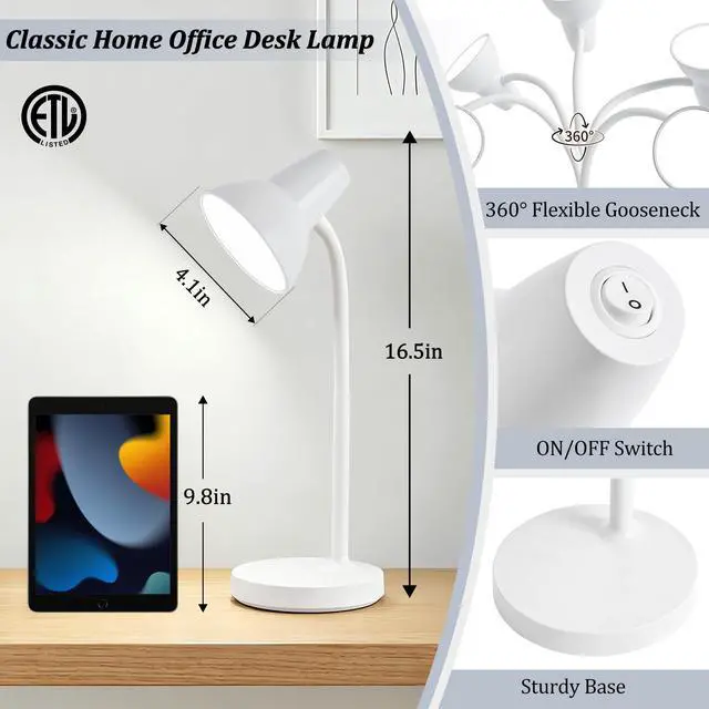 Alt view image 2 of 7 - LED Desk Lamps for Home Office, Flexible Gooseneck Eye-Caring Study Lamps