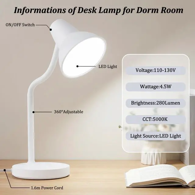 Alt view image 4 of 7 - LED Desk Lamps for Home Office, Flexible Gooseneck Eye-Caring Study Lamps