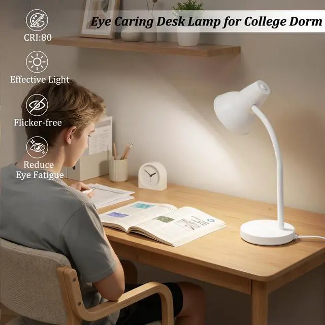 Alt view image 3 of 7 - LED Desk Lamps for Home Office, Flexible Gooseneck Eye-Caring Study Lamps