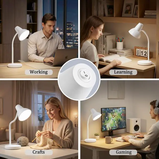 Alt view image 6 of 7 - LED Desk Lamps for Home Office, Flexible Gooseneck Eye-Caring Study Lamps