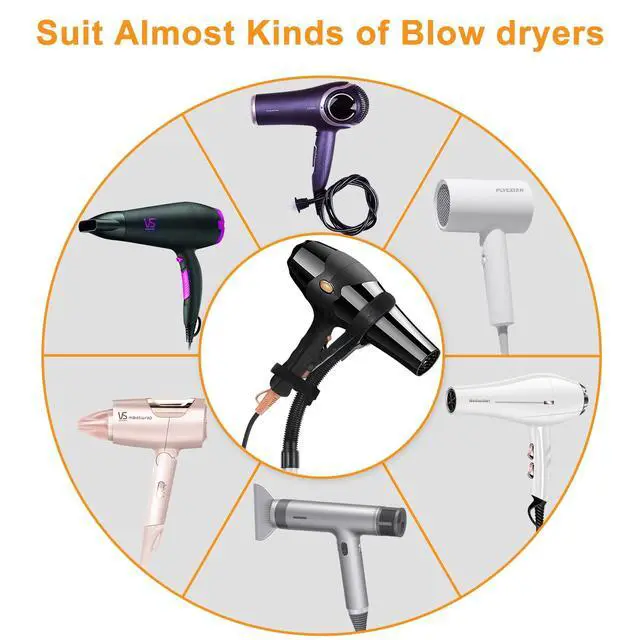 Alt view image 4 of 7 - Hair Dryer Stand Hands Free 360-Degree Rotating 2 Heads Adjustable Height Metal Hair Dryer Holder Blow Dryer Holder About for 0.5kg Hair Dryer in Bathroom, Vanity, Makeup Room Basic New