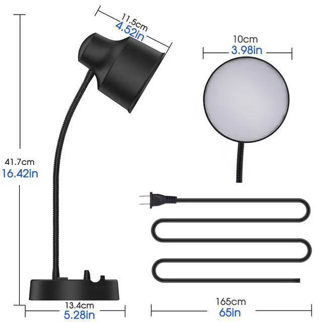 Alt view image 5 of 7 - Energetic LED Desk Lamp with Phone Holder, Table Lamp with AC Outlet, Adjustable Flexible Gooseneck, 4000K, Eye-Care Reading Light for Bedroom, Study, Computer Desk, Living Room, Home Office, Black