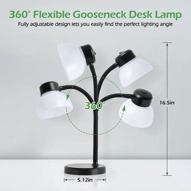 Alt view image 2 of 7 - Desk Lamps for Home Office,Small LED Reading Lamp,5000K Eye-Care Desk Light