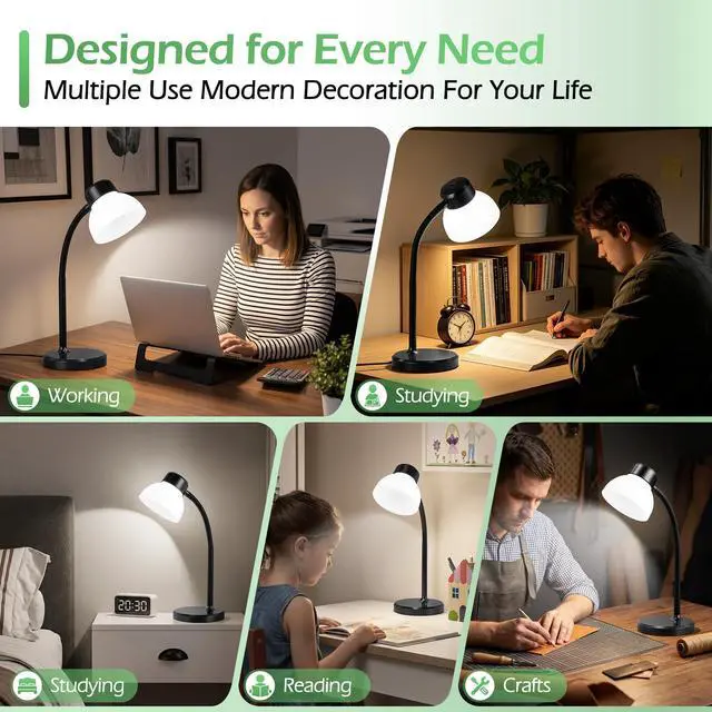 Alt view image 6 of 7 - Desk Lamps for Home Office,Small LED Reading Lamp,5000K Eye-Care Desk Light