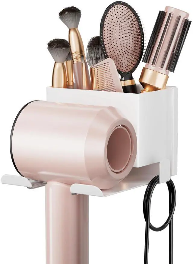 Main image of Hair Dryer Holder Wall Mounted, Hair Tools Organizer for Bathroom, White