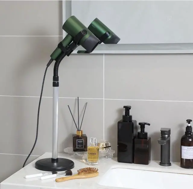Alt view image 2 of 7 - Hair Dryer Holder Stand, Blow Dryer Holder with Heavy Base Hands-Free 360 Degree Rotation, Adjustable Height Countertop Blow Dryer Holder, Good Ideas for Gifts,Birthday,Weddings,Holidays