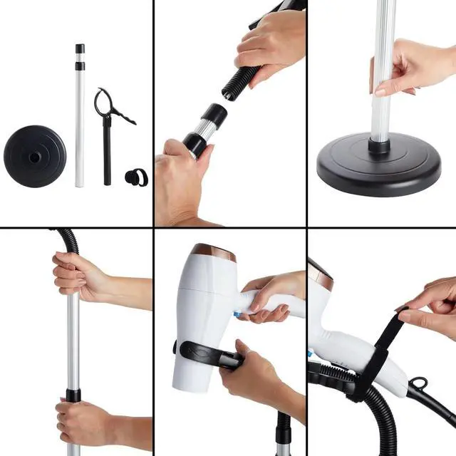 Alt view image 6 of 7 - Hair Dryer Holder Stand, Blow Dryer Holder with Heavy Base Hands-Free 360 Degree Rotation, Adjustable Height Countertop Blow Dryer Holder, Good Ideas for Gifts,Birthday,Weddings,Holidays