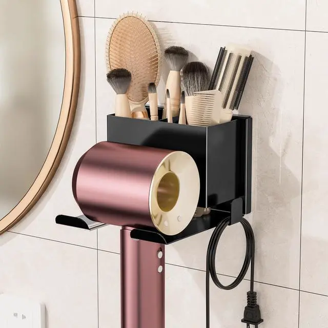 Main image of Hair Dryer Holder Wall Mounted, Black Blow Dryer Holder