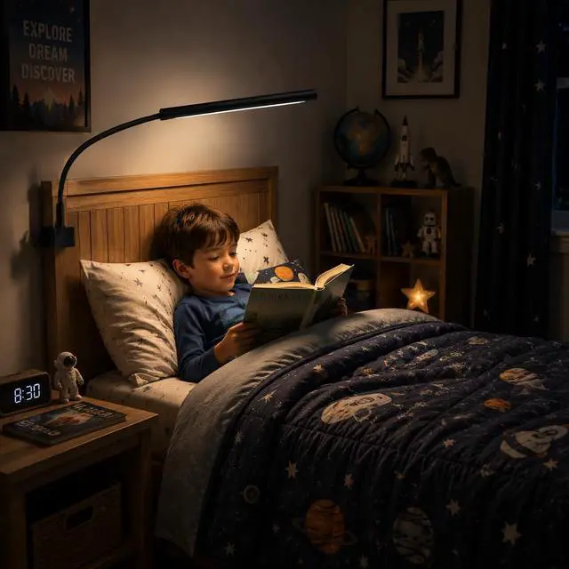 Alt view image 5 of 7 - LED Desk Lamp with Clamp, 5 Color Modes & 10 Brightness Levels, Eye-Caring Desk Light, Flexible Gooseneck, Memory Function, Adapter Included for Home Office, Reading & Study