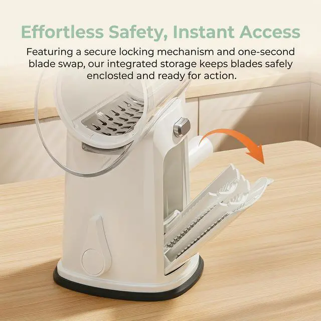 Alt view image 4 of 7 - Rotary Vegetable Slicer & Cheese Grater with Suction Base & Storage