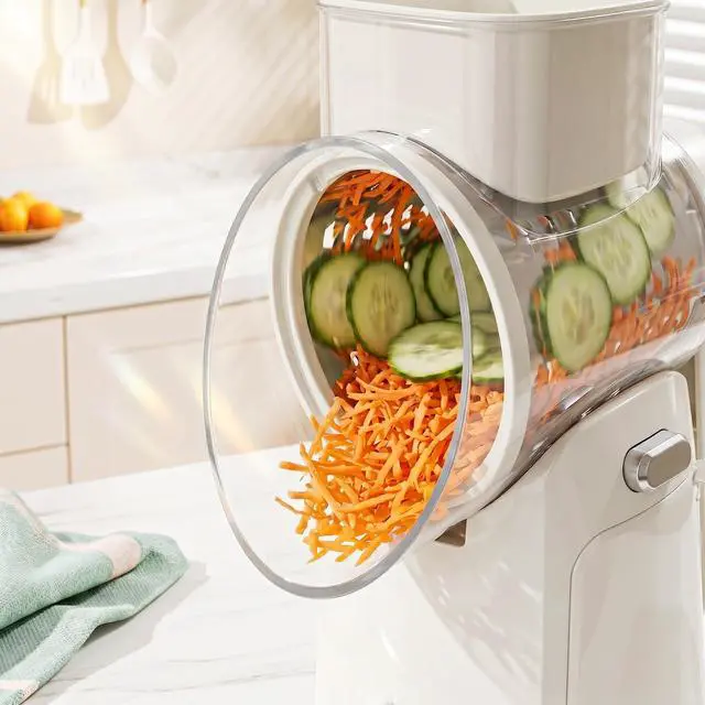 Alt view image 5 of 7 - Rotary Vegetable Slicer & Cheese Grater with Suction Base & Storage