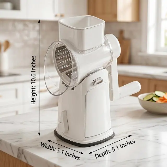 Alt view image 6 of 7 - Rotary Vegetable Slicer & Cheese Grater with Suction Base & Storage