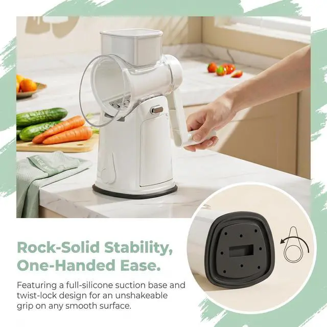 Alt view image 7 of 7 - Rotary Vegetable Slicer & Cheese Grater with Suction Base & Storage