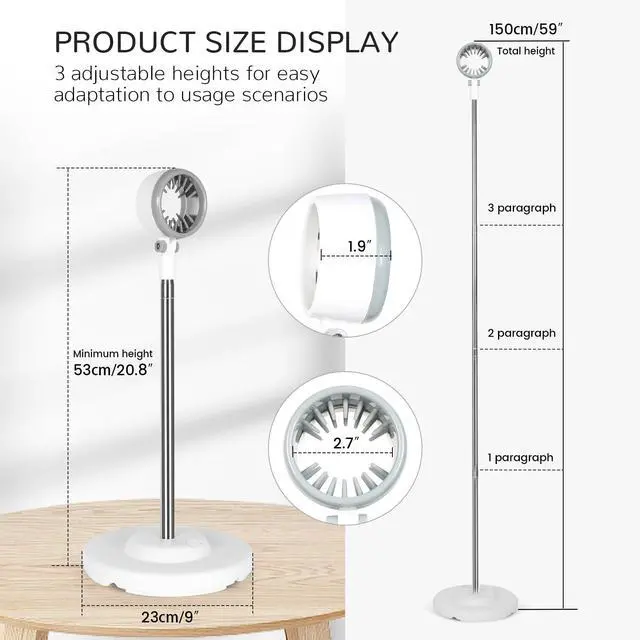 Alt view image 2 of 7 - Hair Dryer Stand, Adjustable Height Handsfree Hair Dryer Holder with Base, 180 Degree Rotating Floor Stand Blow Hairdryer Holder - White