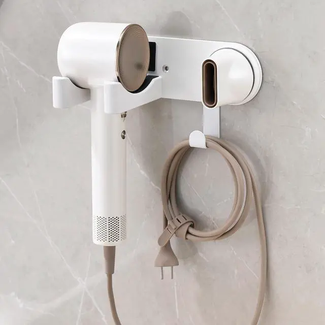 Main image of White Hair Dryer Holder, Wall-Mounted Blow Dryer Holder