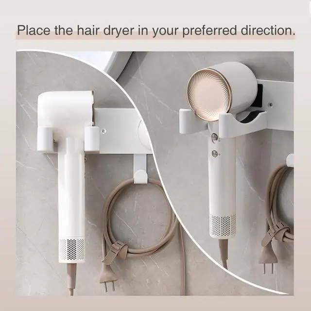 Alt view image 4 of 7 - White Hair Dryer Holder, Wall-Mounted Blow Dryer Holder