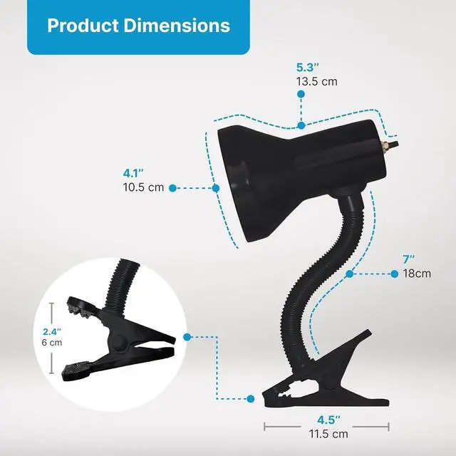Alt view image 3 of 7 - LED Clip on Desk Lamp with 360° Flexible Gooseneck (Black Finish)