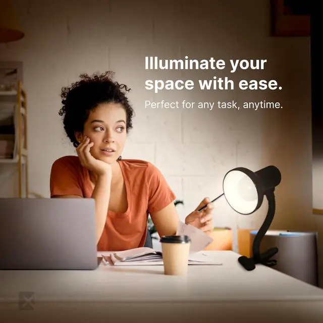Alt view image 7 of 7 - LED Clip on Desk Lamp with 360° Flexible Gooseneck (Black Finish)